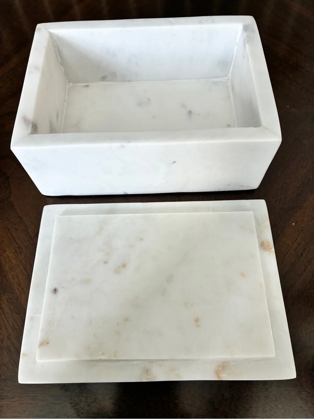 Green Onyx Inlay and White Marble Decorative Trinket Box